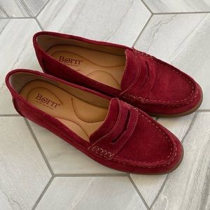 Born penny loafers, red, leather, size 7